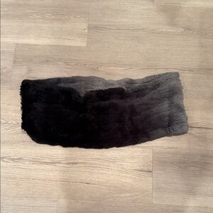 Black and Gray Faux Fur Scarf